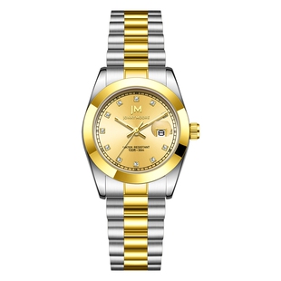 DOM联名JM腕表 气质经典日历石英防水女士手表J1039DG-9M