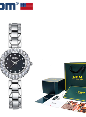 DOM腕表 坚守139道生产工序 简约镶钻百搭时尚石英防水女士手表