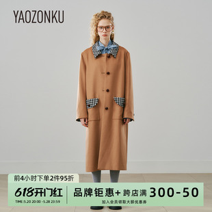 YAOZONKU姚宗谷23秋冬设计师款 方领廓型长大衣外套显瘦简约大气