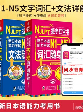 日语红蓝宝书N1-N5文字词汇+文法详解 新标准日本语能力考试 日语单词口袋语法书籍 n1n2n3n4n5 日语入门自学教材