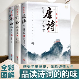 全套3册全彩唐诗宋词元曲正版全集唐诗宋词三百首唐诗宋词鉴赏大全集古诗词书籍注释译文全唐诗陆游李清照杜甫李白诗集元曲三百首