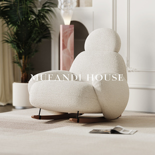 慕梵迪北欧摇摇椅羊羔绒懒人沙发网红设计师家用客厅阳台单人躺椅