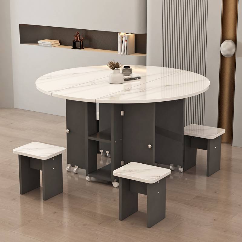 用叠家餐椅组合可移折小伸长桌方形桌多形户圆缩型功能4895动吃饭