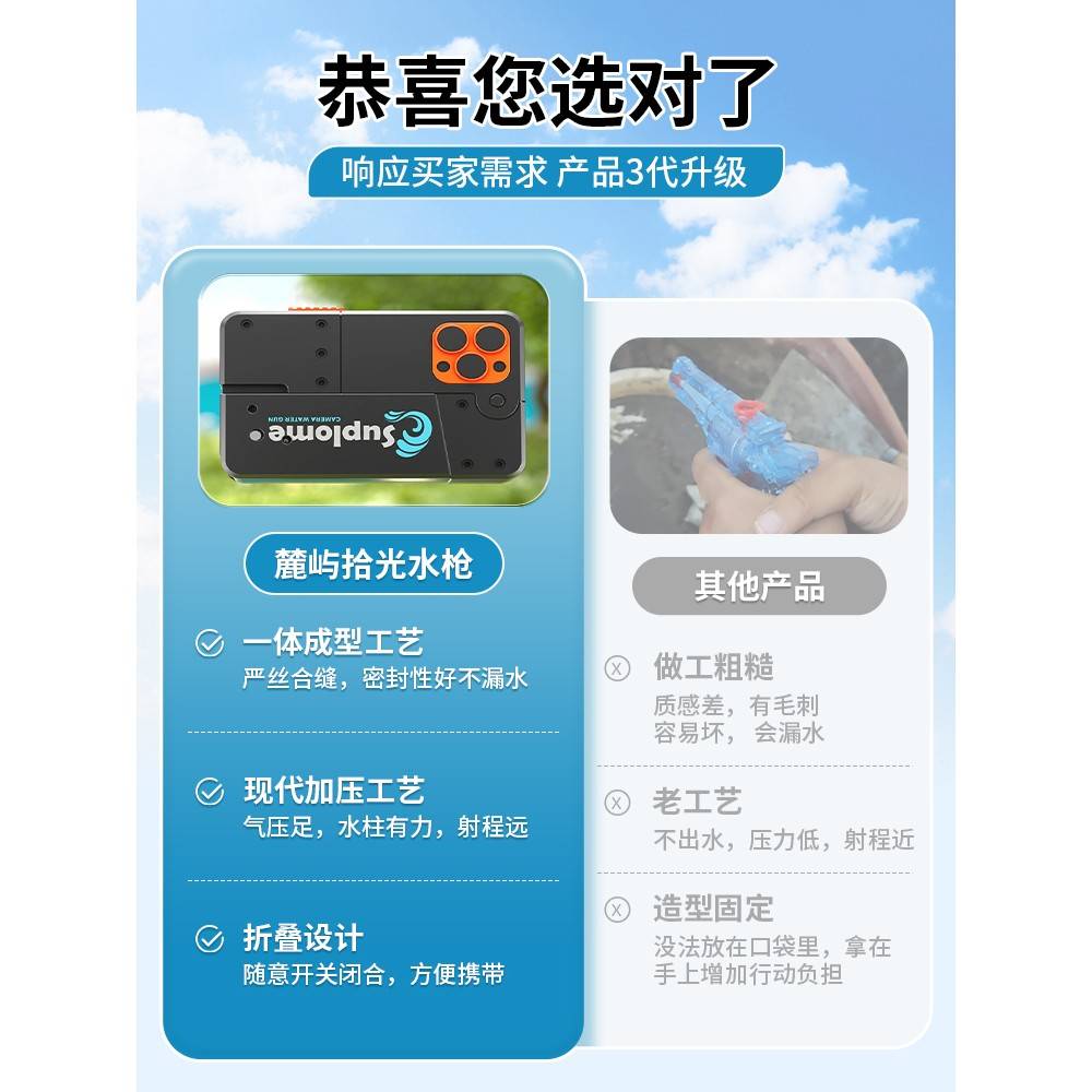 枪折叠技手机水手童你水喷黑爆具06999册新孩迷小玩水儿枪男科款