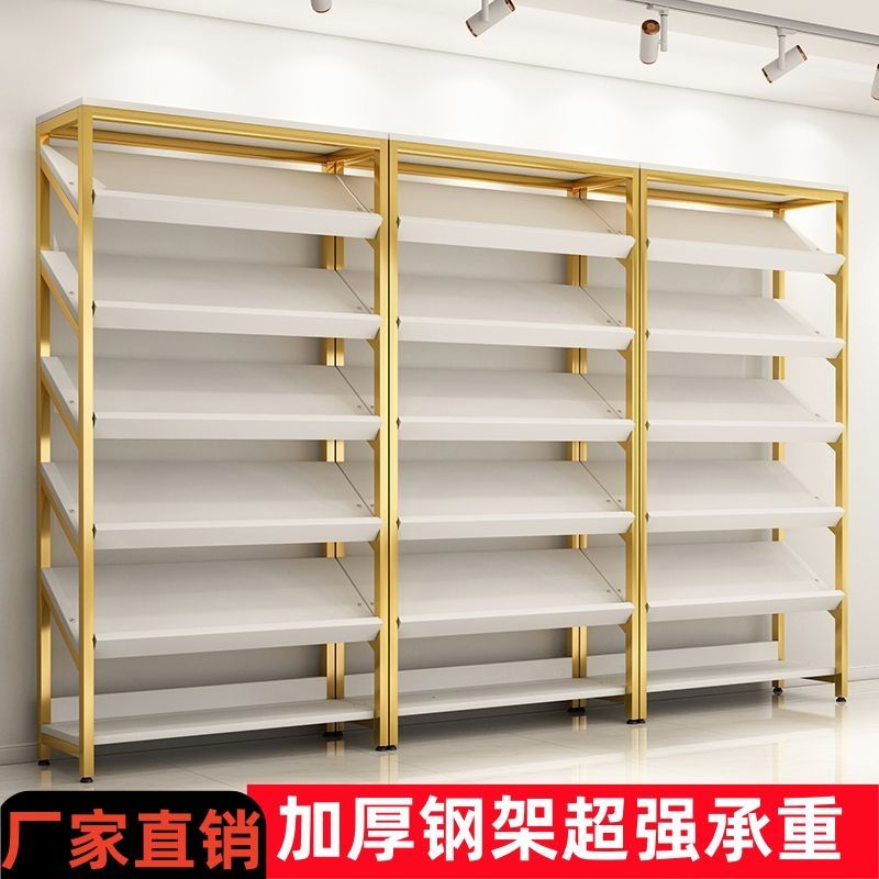 鞋店鞋架商铺用收纳展示架落地式斜面货架童鞋店铺包包多层置物架