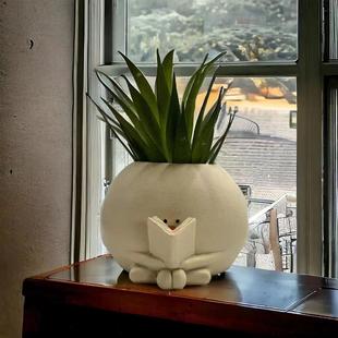 可爱迷你花盆家用树脂多肉绿植佛手柑摆件容器办公室图书馆装饰