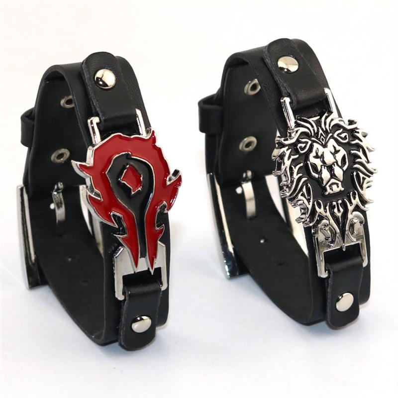 新款魔兽部落联盟朋克PU皮手带 黑执事进击海贼忍者手链 动漫周边