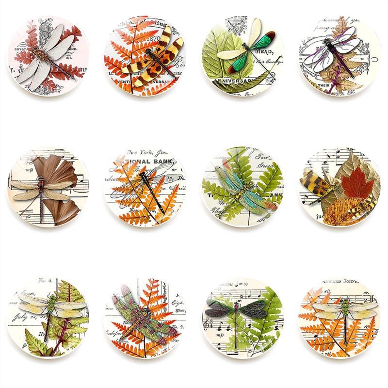 新款水晶玻璃复古蜻蜓冰箱贴磁性白板贴音符音谱蜻蜓家居装饰品25