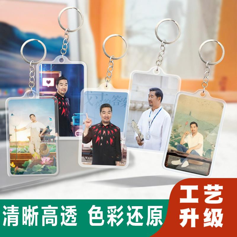 新款张国立亚克力钥匙扣锁匙圈新款卡片式挂件行李牌双面明星周边