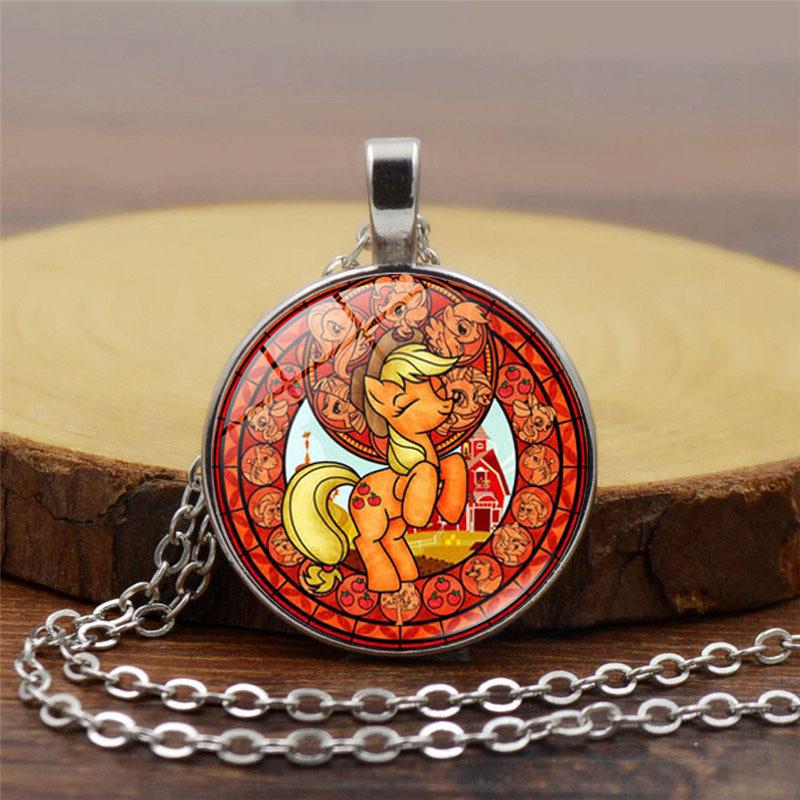 新款我的小马驹独角兽项链女百搭时光宝石卡通吊坠银色毛衣链潮批