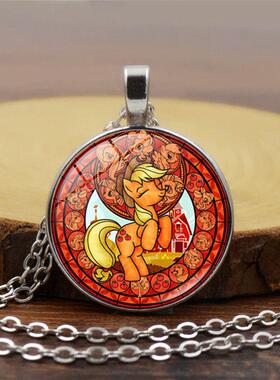 新款我的小马驹独角兽项链女百搭时光宝石卡通吊坠银色毛衣链潮批