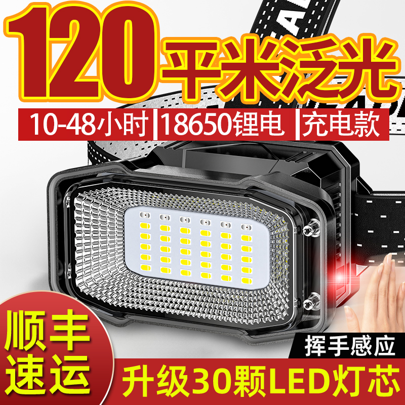 2025新款超大泛光头灯强光充电超亮超长续航100小时钓鱼专用户外