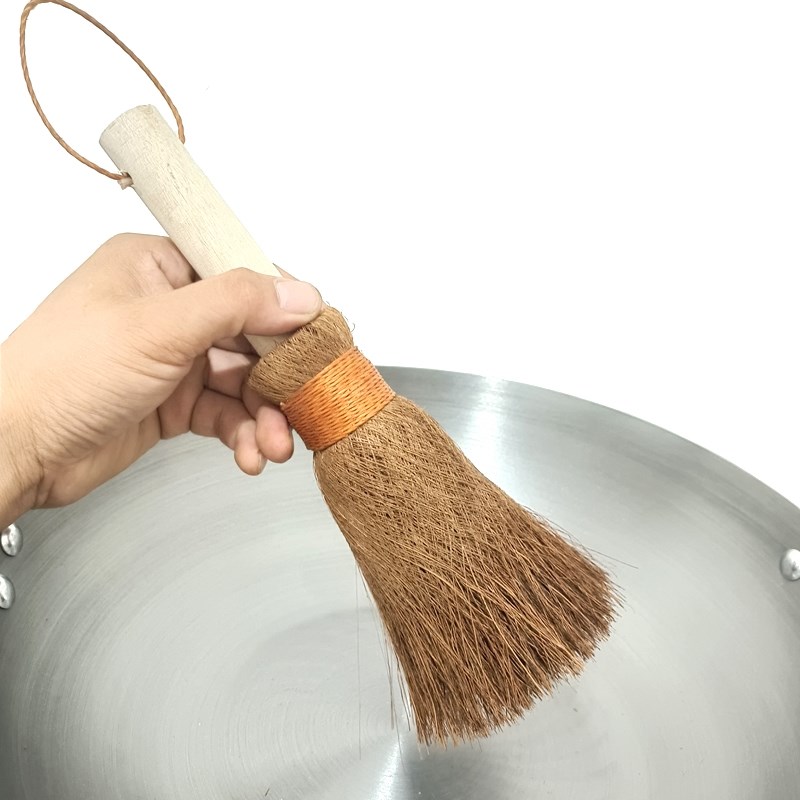 速发棕榈锅刷木把长柄软毛棕丝洗锅刷子不粘油厨房刷碗神器 棕刷