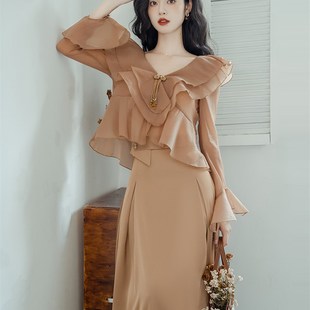 速发富家千金感穿搭长袖韩剧主套装复古法式连衣裙参加婚礼裙子气