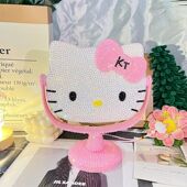 镜子钻diy台式 kitty公主手工镜旋转KT 贴化妆镜猫咪生日礼物hello