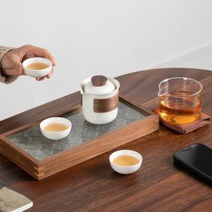 旅行茶具小套装 便携式 简易户外露营玻璃功夫手抓泡茶壶茶杯快客杯