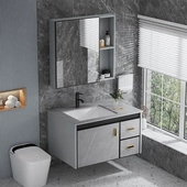 太空铝浴室柜组合简约一体陶瓷盆卫生间洗手盆智能洗脸盆柜洗漱台