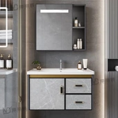 太空铝合金浴室柜组合卫生间洗漱台一体陶瓷洗手盆洗脸盆智能镜柜