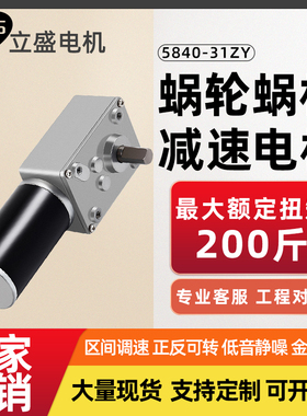 5840-31ZY直流齿轮减速电机微型直角蜗杆调速正反转12V24V马达