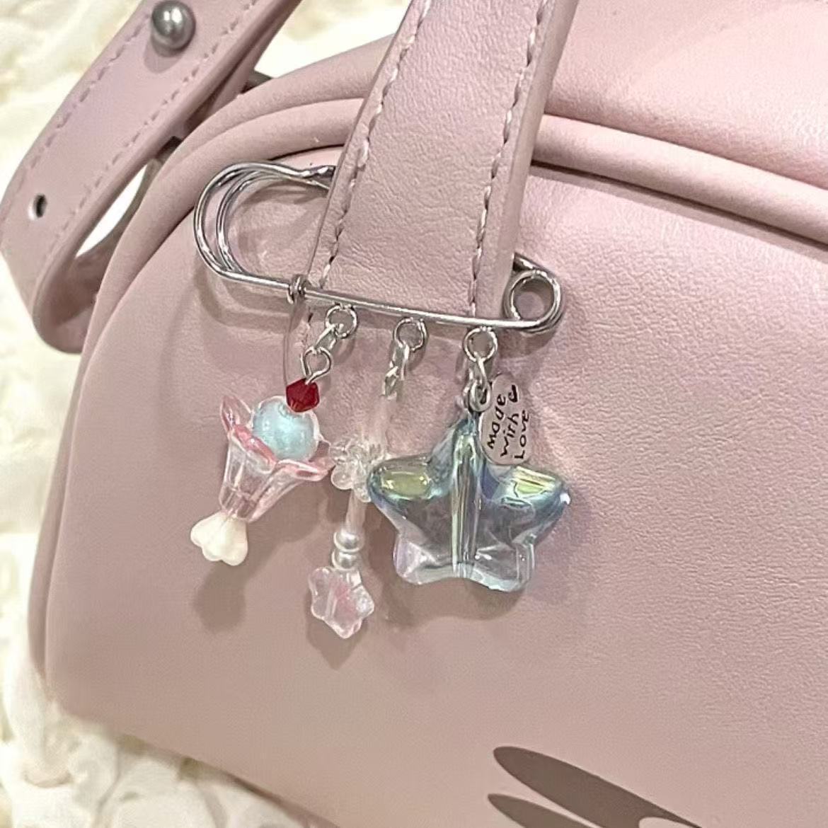 串珠星星咕卡挂件别针包包可爱小众ins挂饰简约少女