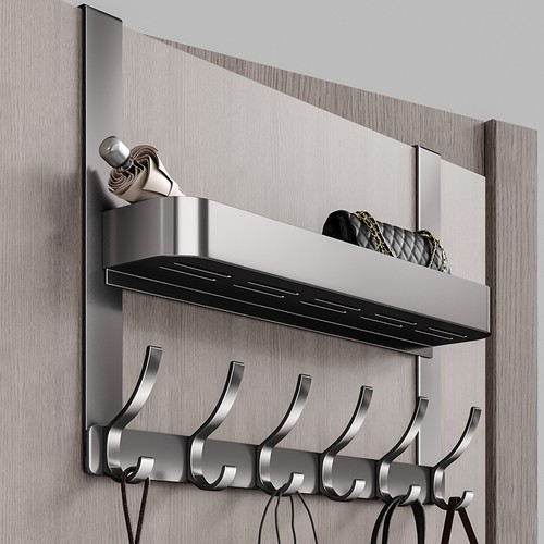 门后挂钩收纳架双层挂衣架免打孔卧室门上挂钩门背式衣帽架置物架