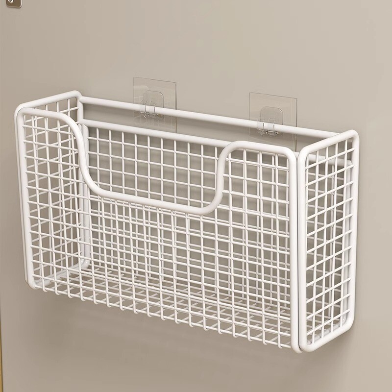厨房柜门内侧收纳筐壁挂式免打孔收纳橱柜门冰箱保鲜膜置物架筐子,收纳整理,橱柜收纳筐,淘宝优惠券,粉丝福利购,淘宝优惠卷