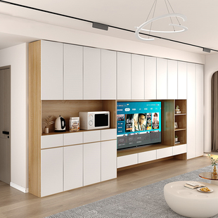 定制电视柜餐边柜一体到顶组合客厅家用小户型收纳储物柜背景墙柜