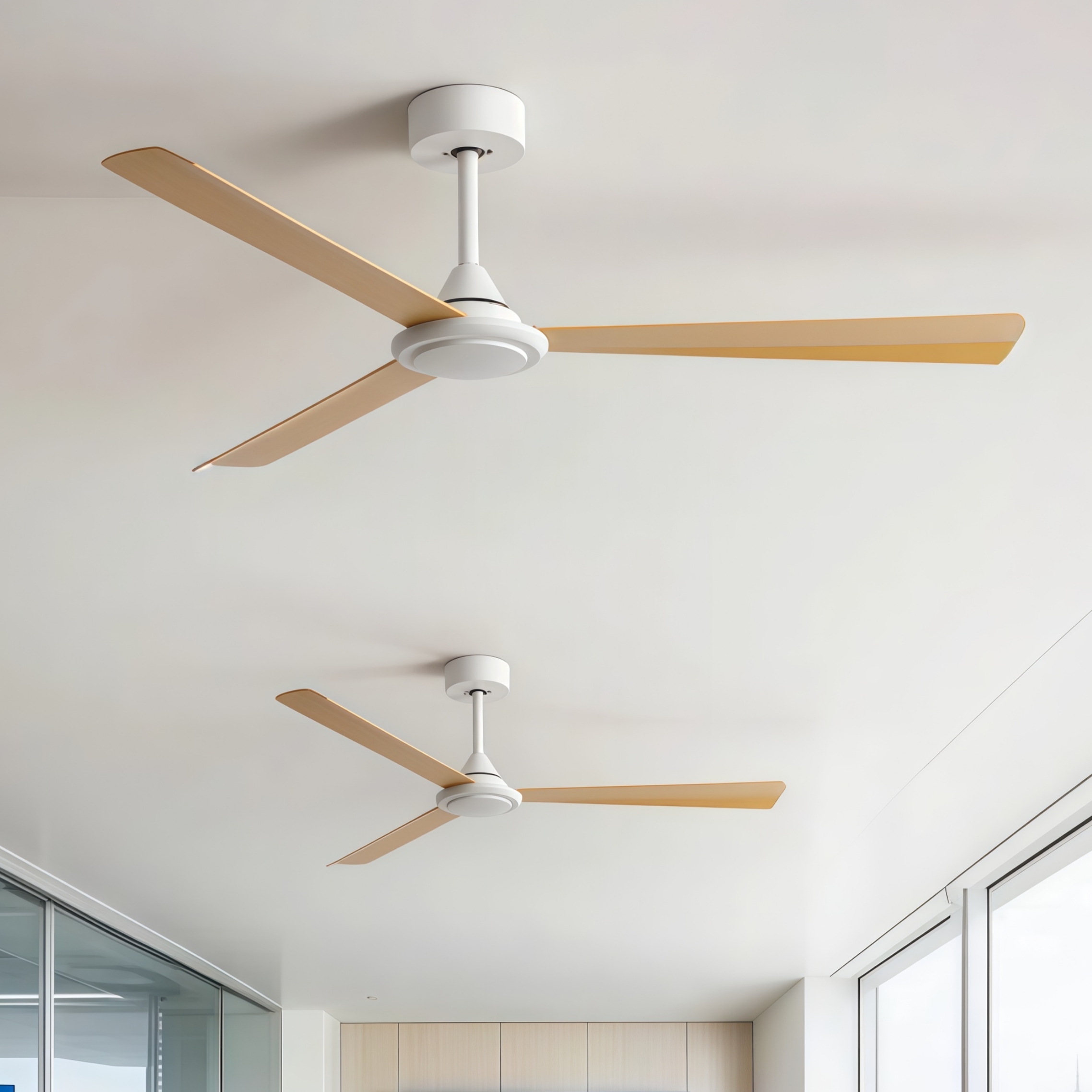 木纹无灯吊扇家用餐厅工业大风力客厅商用批发简约吊顶变频电风扇