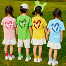 彩色儿童合唱演出服 运动会服装 t恤定制小学幼儿园班服短袖 亲子装