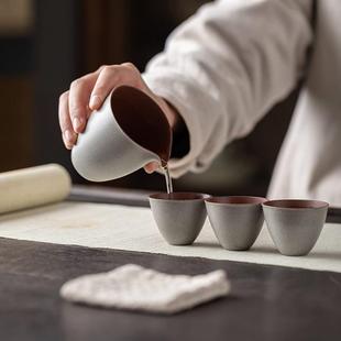 三点水粗陶公道杯匀杯单茶海分茶器茶道配件办公家用简约功夫茶具