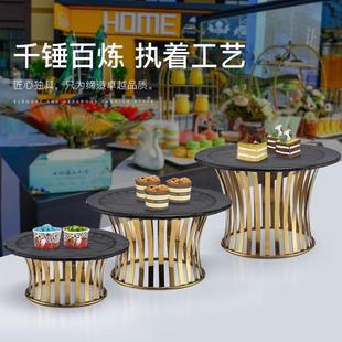 不锈钢面包蛋糕展示架圆形搁架点心座冷餐摆台架寿司架糕点果盘架