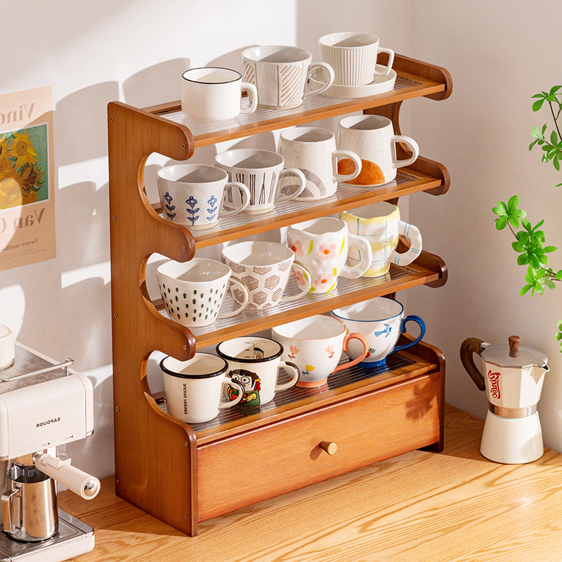 水杯架马克杯玻璃杯纸杯咖啡红酒杯子收纳架高级感轻奢整理架防尘