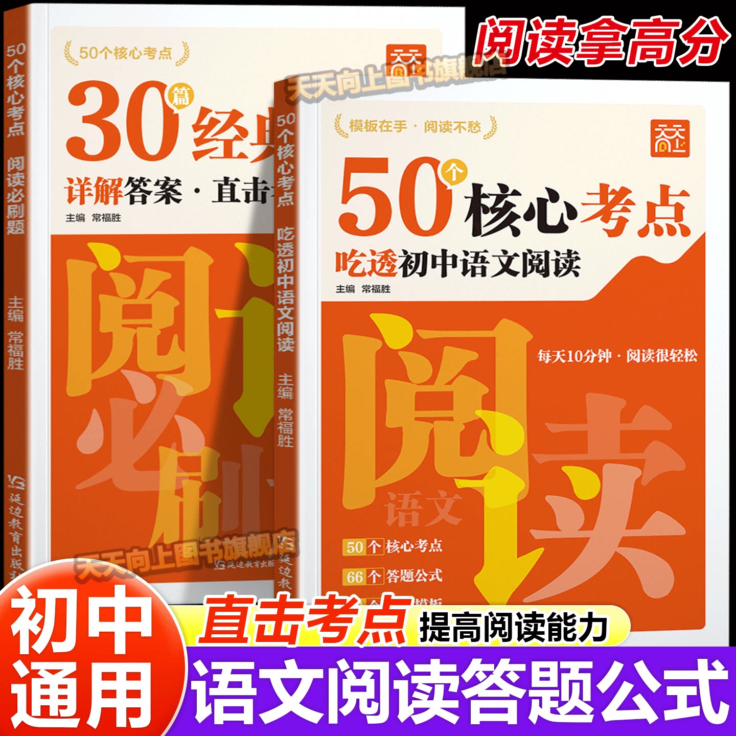 天天向上50个核心考点吃透初中语文阅读理解专项训练书七八九年级上下册初中阅读答题模板初一二三课外阅读组合训练答题方法公式法