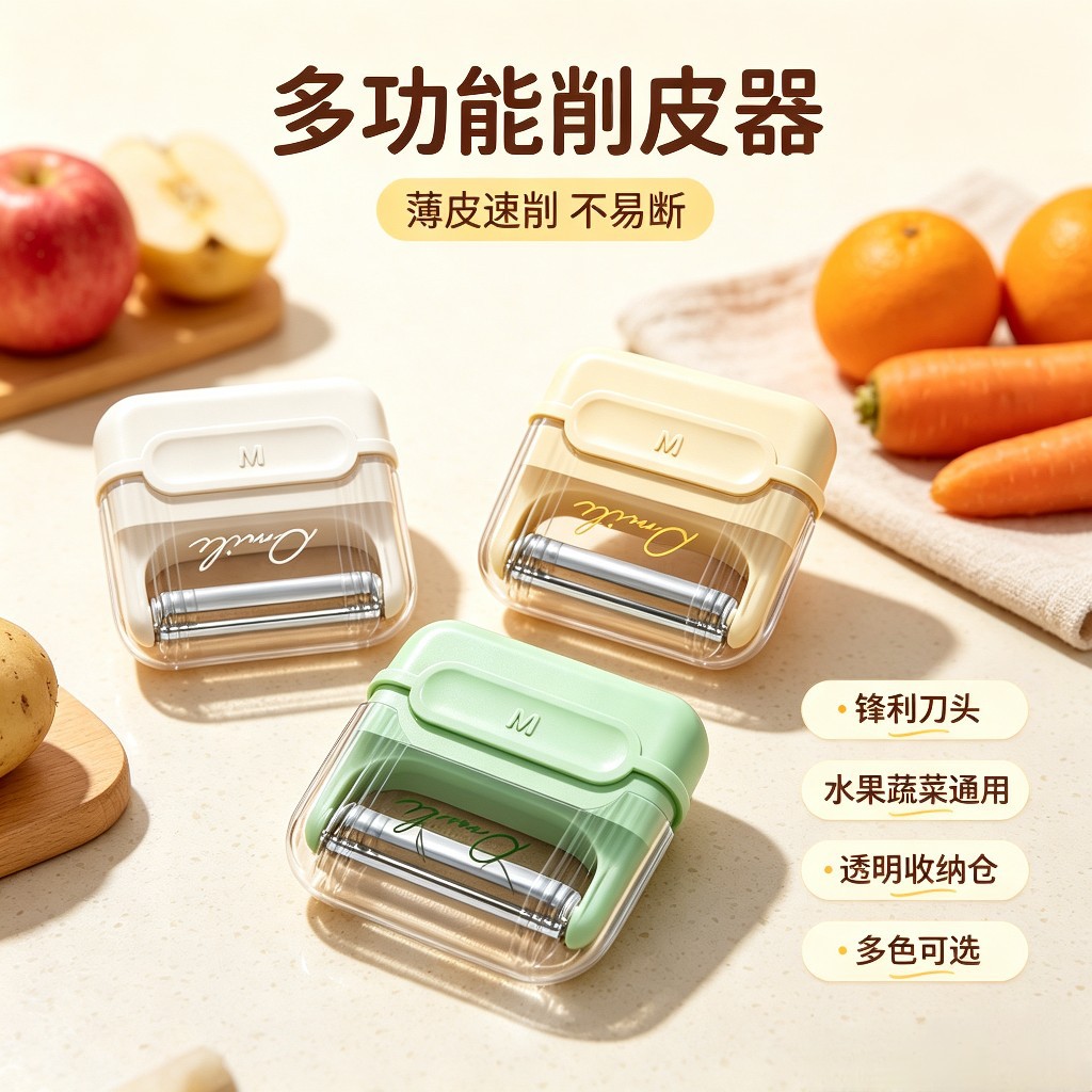 便携折叠带盖防刮手水果削皮器