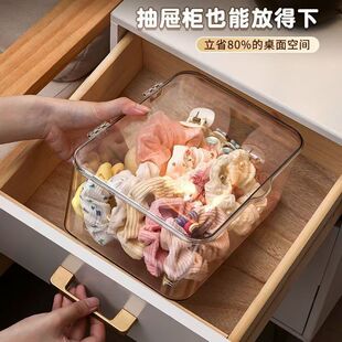 多功能透明大容量桌面收纳盒办公室宿舍有盖防尘整理盒子实用优选