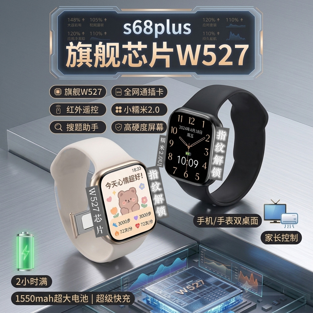 S68Plus旗舰智能手表W527芯片