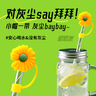 8mm吸管防尘盖帽水杯吸管防虫防灰玻璃吸管防尘可爱防尘套防漏塞