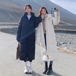 黑色中戏羽绒棉服女长款过膝2025年冬装新款棉袄加厚学生棉衣外套