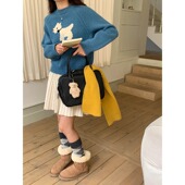 北岛乐园 3th Morning 韩系减龄小狗刺绣圆领套头毛衣ZY2381