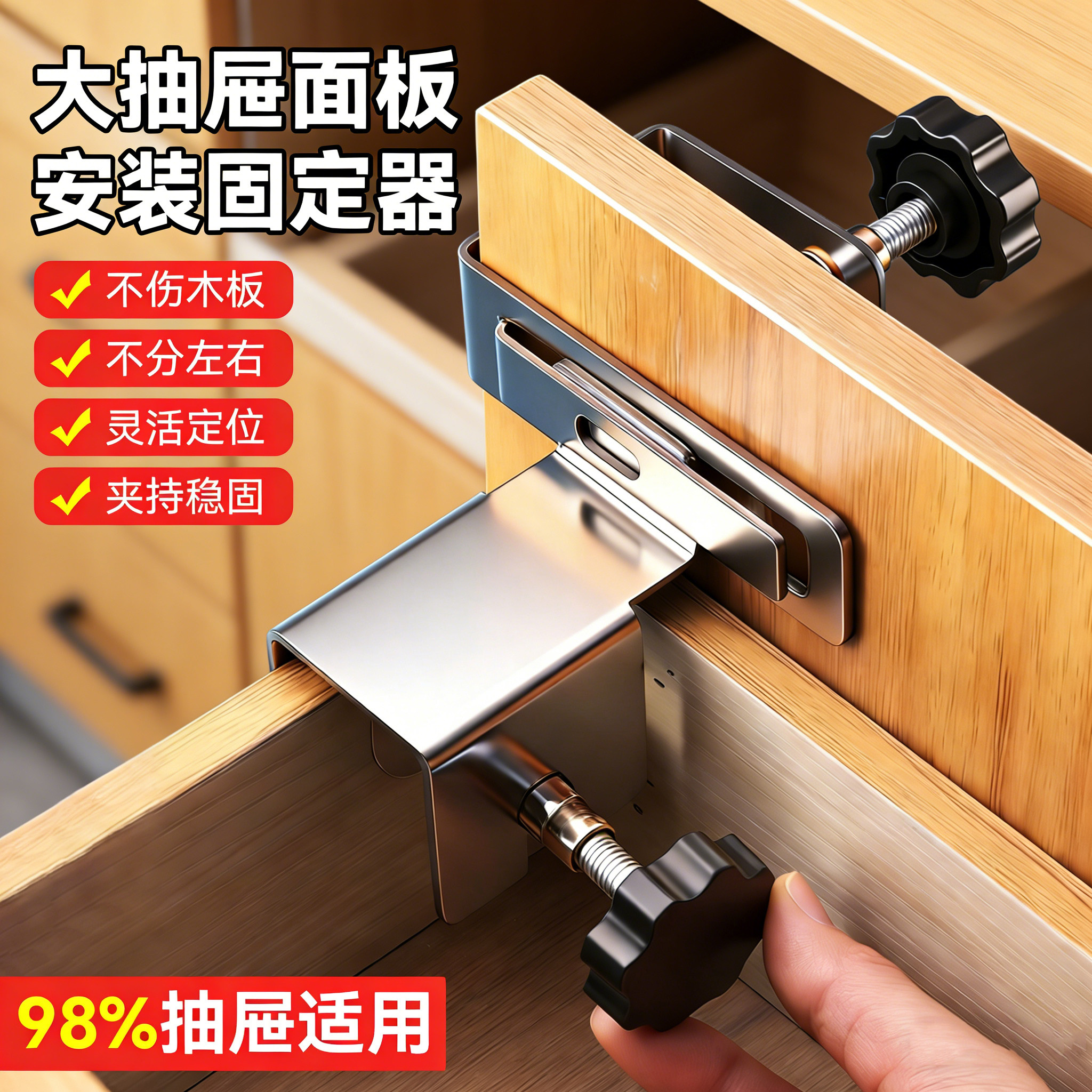 多功能高面板抽屉安装神器定位固定夹衣柜橱柜门夹持不伤板稳固夹