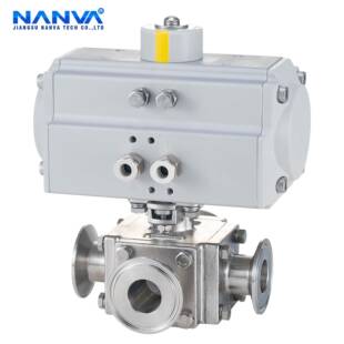 气动不锈钢304无残留阀门四通快装球阀四方体转向316可拆式