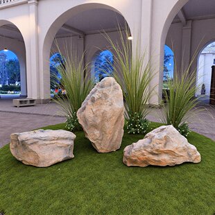 室内玻璃钢软装假石头公园小区户外柏坡黄造景别墅庭院装饰摆件