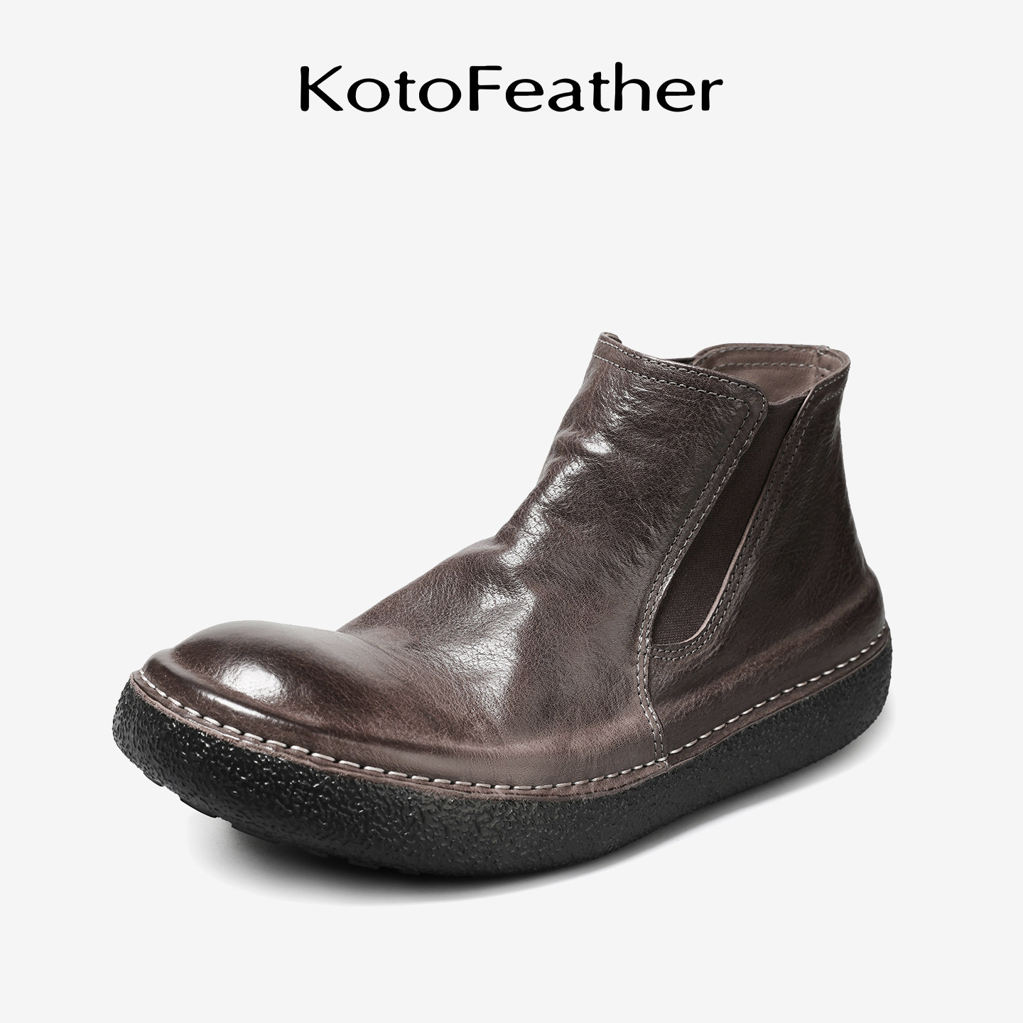珡羽KotoFeather水洗马皮男士靴子秋冬新款皮靴百搭极简切尔西靴