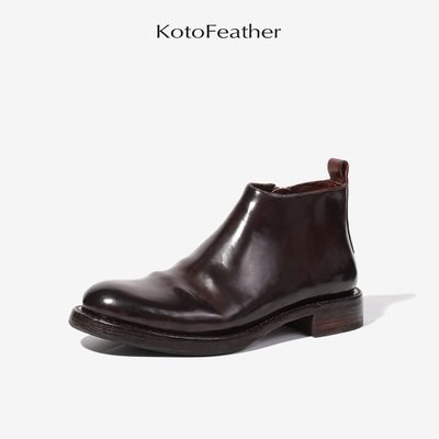KotoFeather高端马臀皮切尔西靴