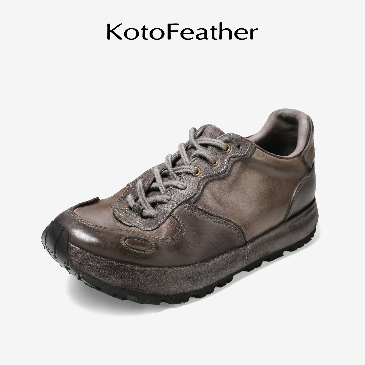 珡羽KotoFeather 马臀皮手工男鞋新款增高透气休闲运动皮鞋秋冬款