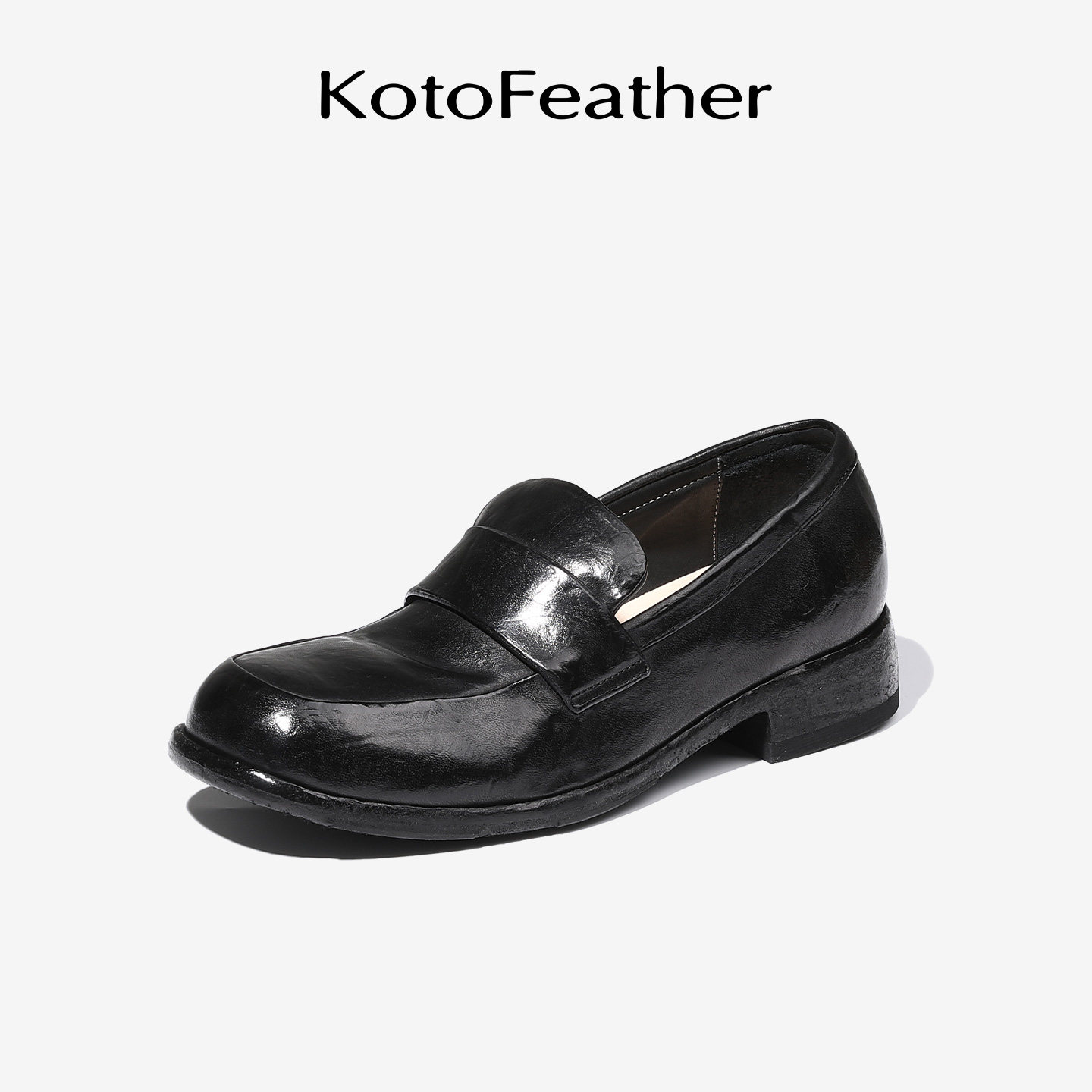 珡羽KotoFeather 手工马皮乐福鞋透气固特异一脚蹬夏季休闲皮鞋男