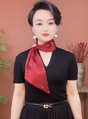 予凡新款时尚纯色耳朵巾烫钻流光纱丝巾女士百搭