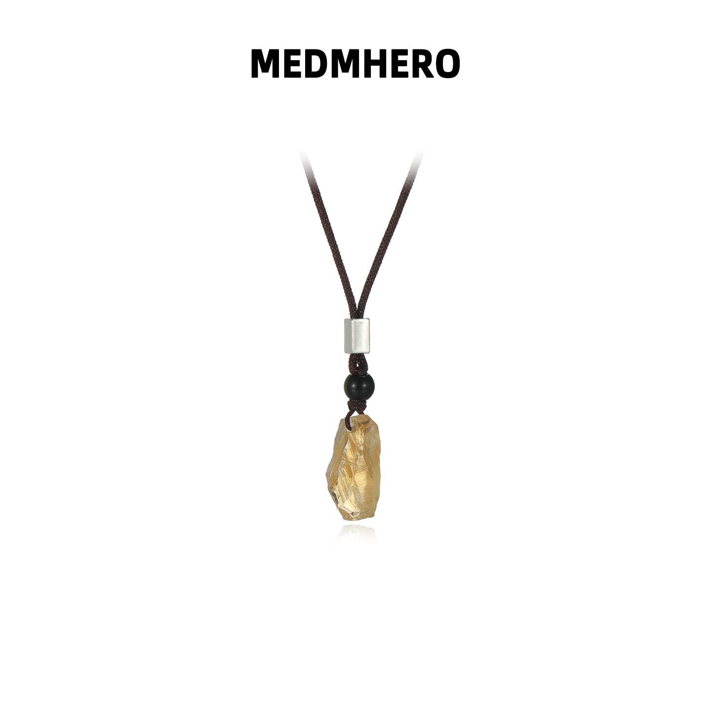 黄水晶吊坠项链编织绳可调节