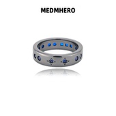 SMILE摩斯密码 新年情人节礼物 蓝钻男女戒指情侣对戒指环素圈