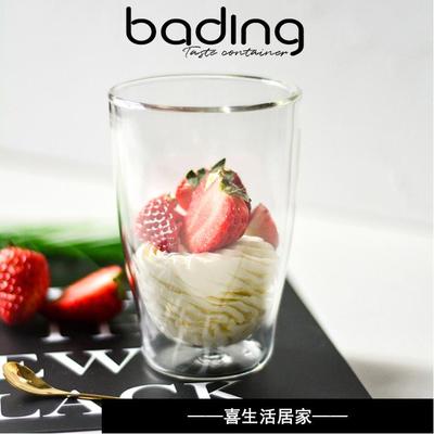 日式手工双层耐热玻璃水杯450ML装上开水也不烫手哦泡茶杯咖啡杯